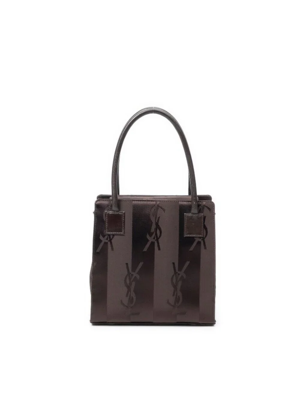 Saint Laurent Vintage Small Top Handle Tote Dark Brown GG Nylon Canvas